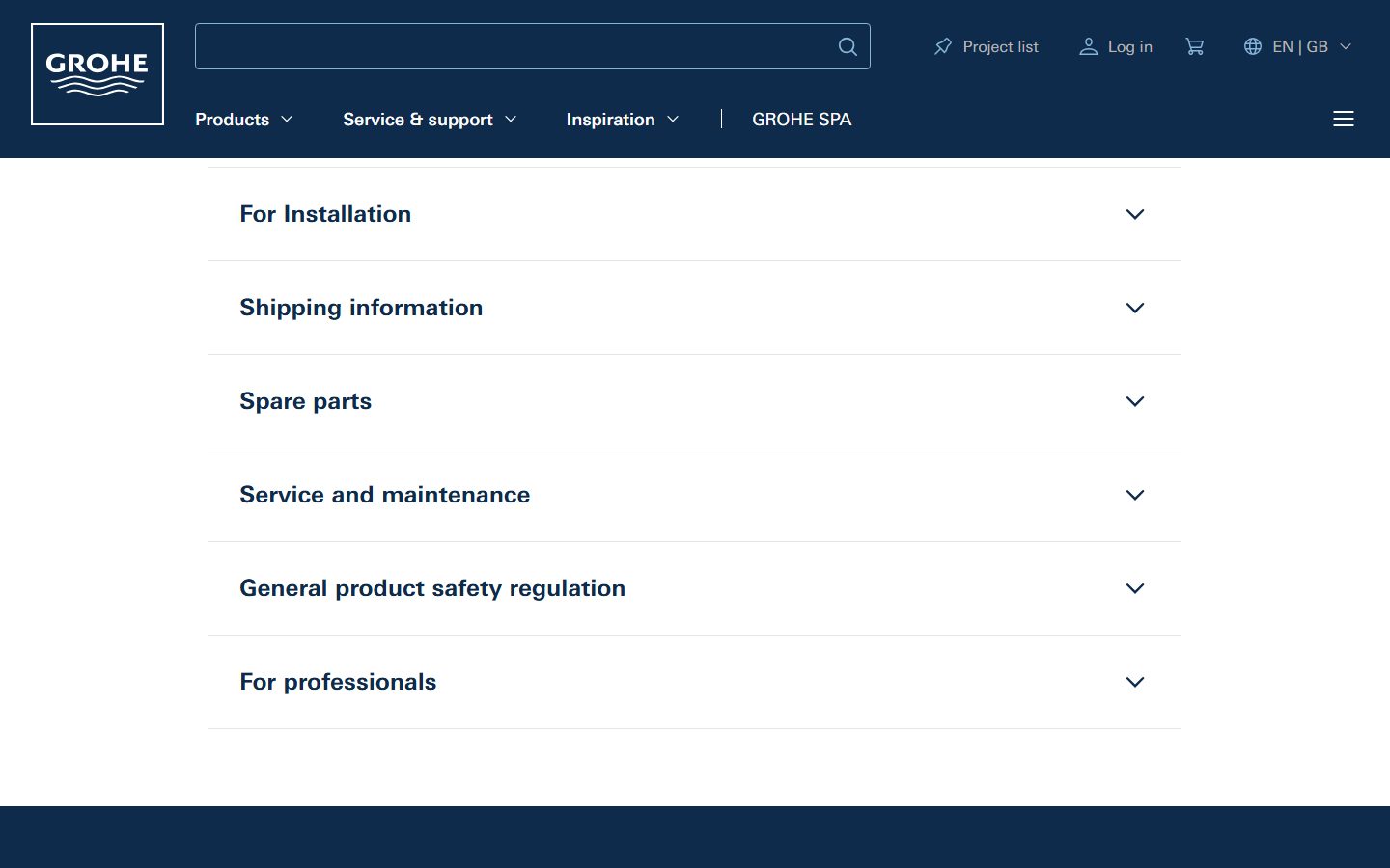 Grohe — Revit files on each product page under For professionals