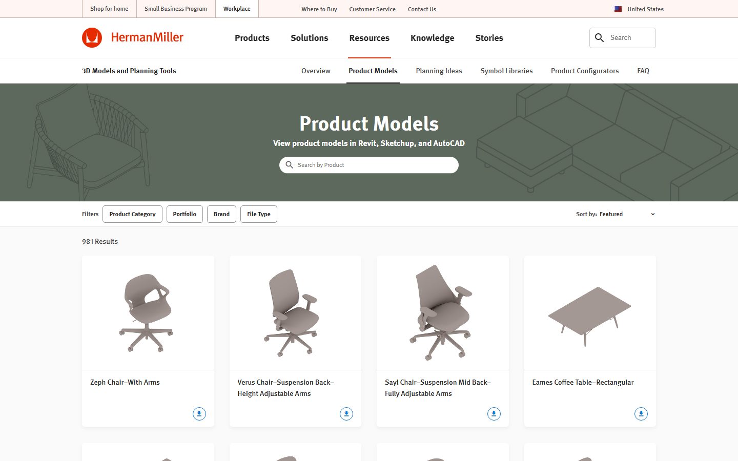 Herman Miller — official Revit, SketchUp and AutoCAD product models