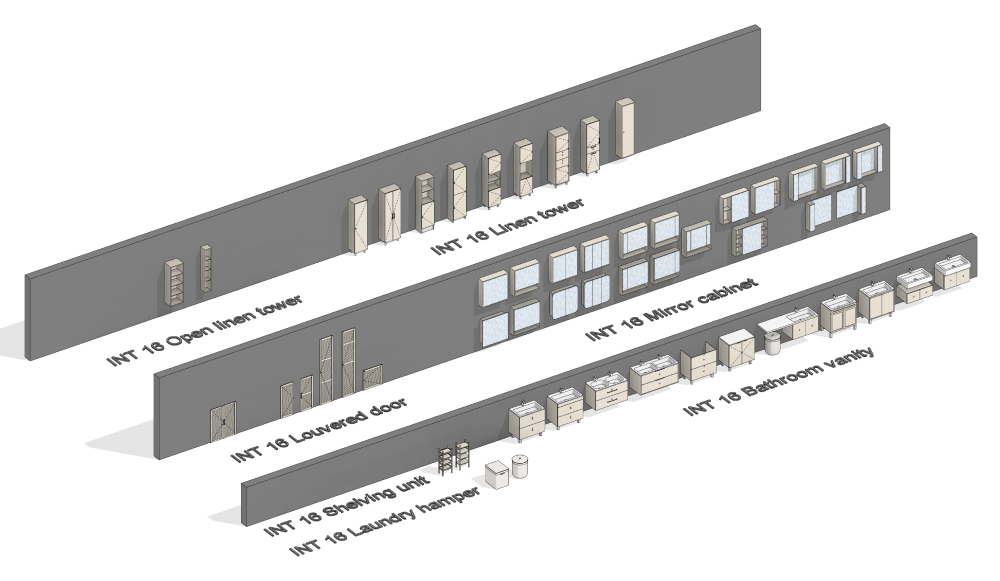 Bathroom Furniture Revit Families — SET CONTENTS