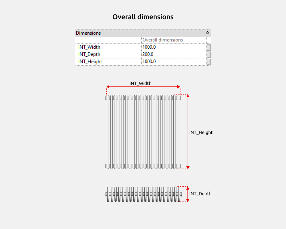 Radiators Revit Families — Dimensions