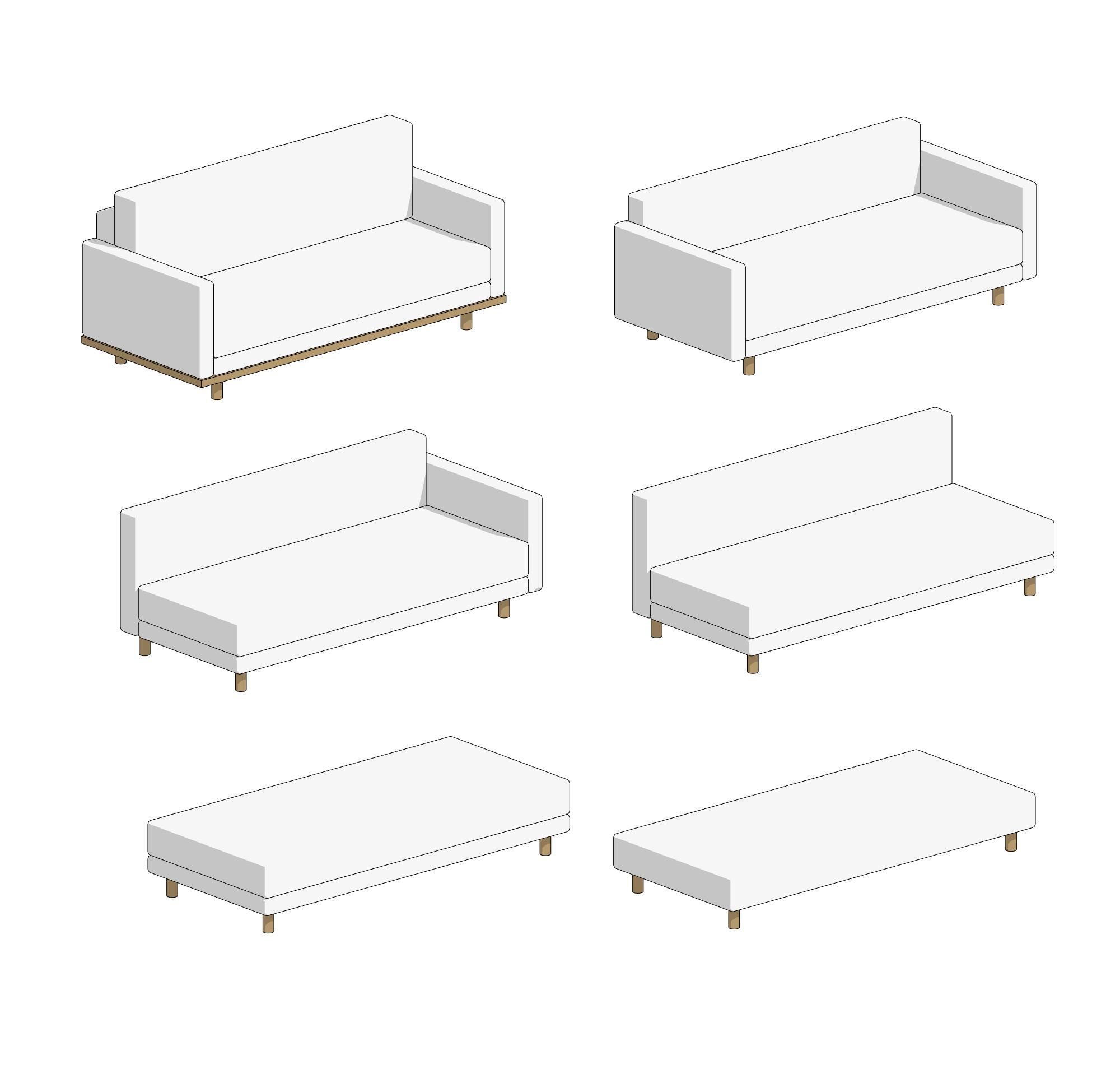 Sofas Revit Families — Straight sofa