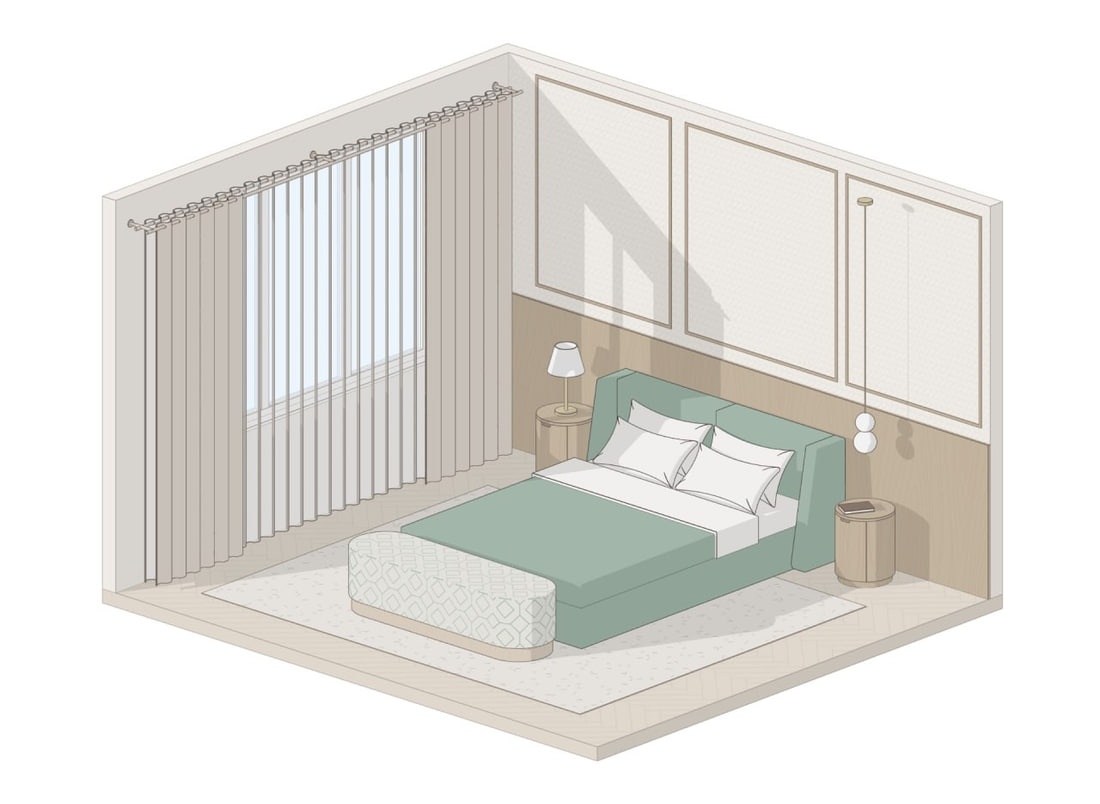 Parametric BIMCORE bed in a Revit bedroom interior