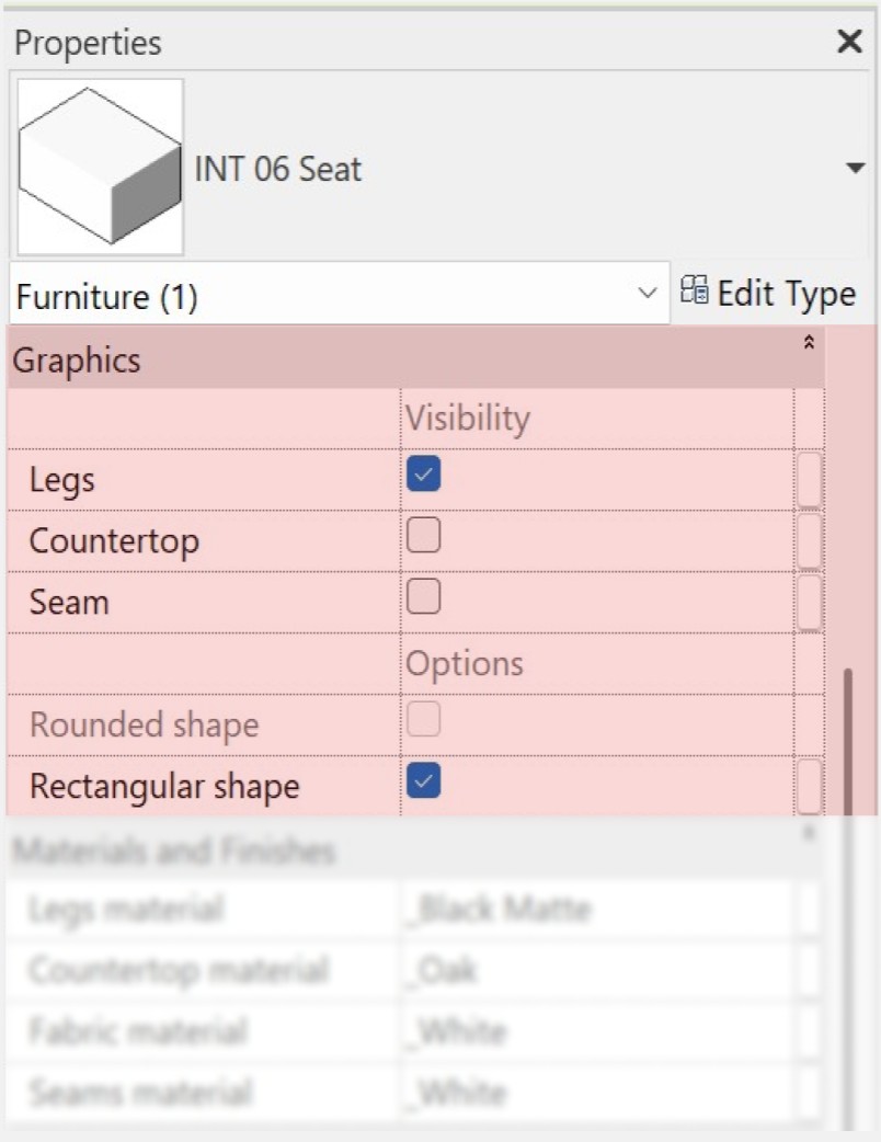 Modular Sofa Revit Families — Graphics