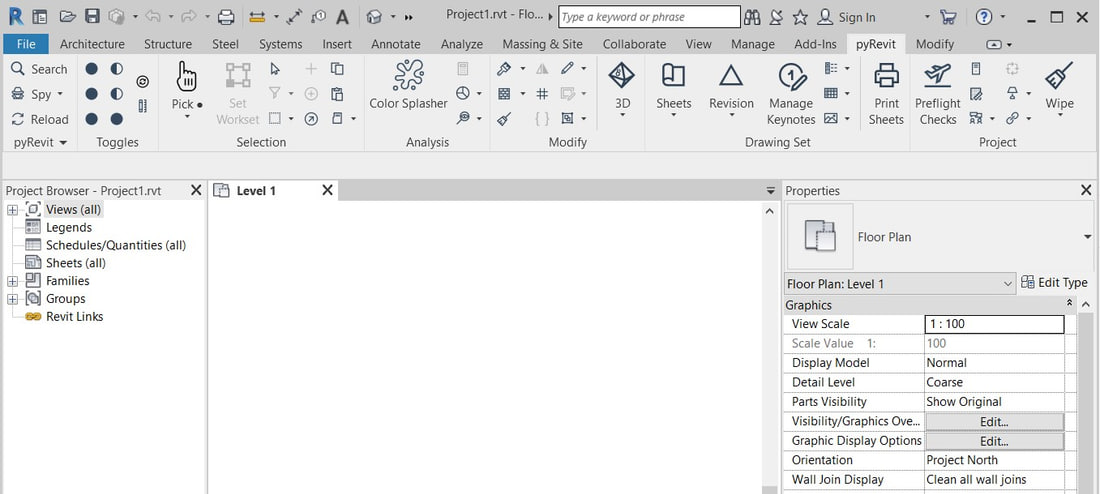 The pyRevit tab in the Revit 2019 ribbon