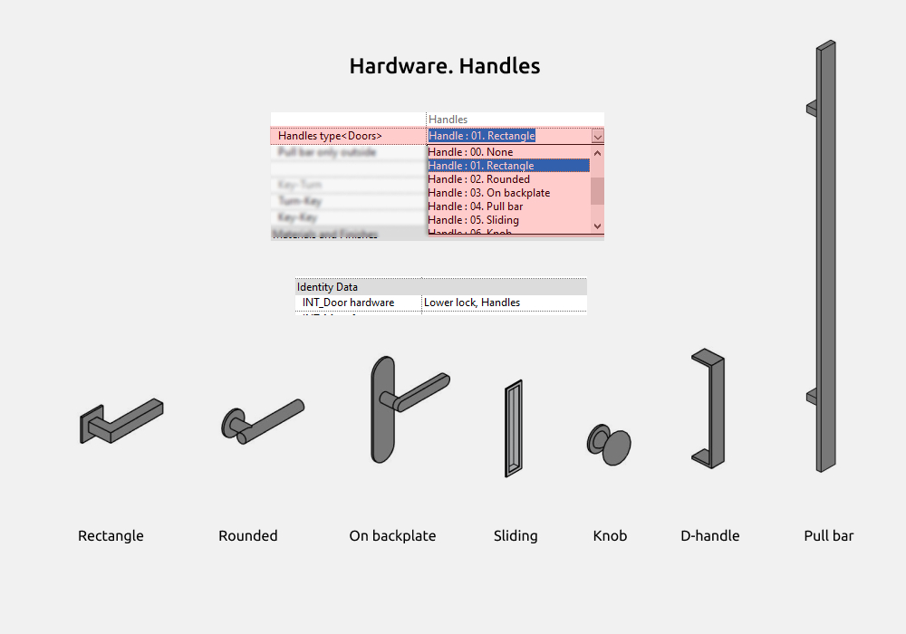 Doors Revit Families — Hardware (Handles, locks..)