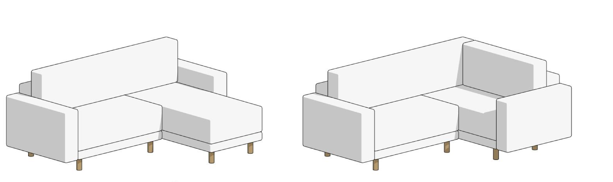 Sofas Revit Families — L-shaped sofa