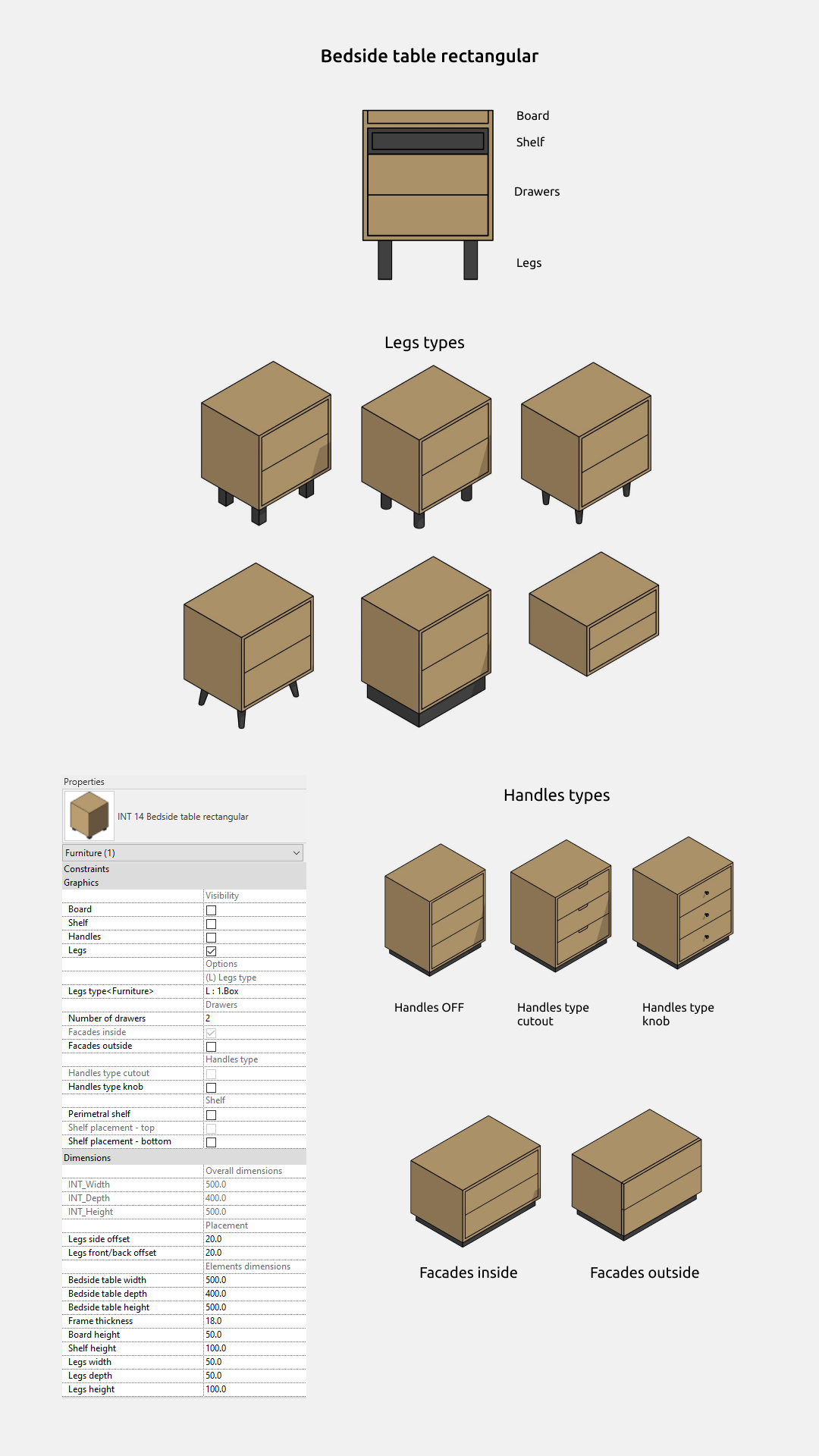 Beds Revit Families — Bedside table rectangular