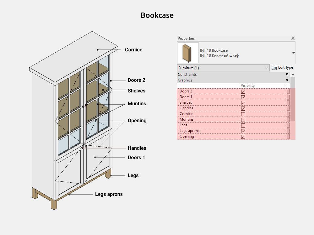 Storage Cabinets Revit Families — Bookcase