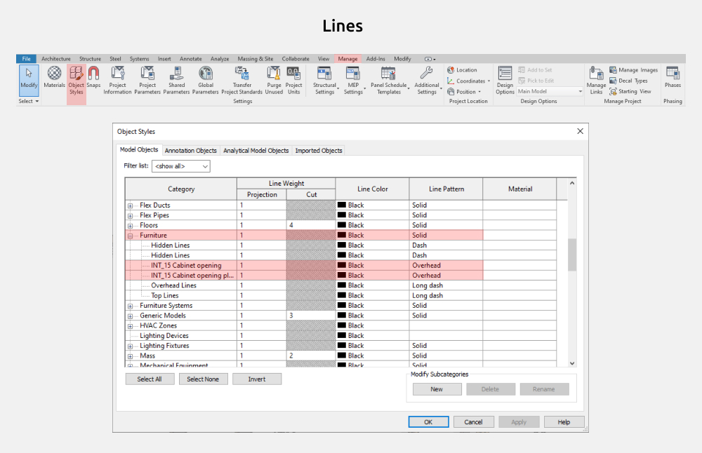 Sideboards Revit Families — Graphics settings