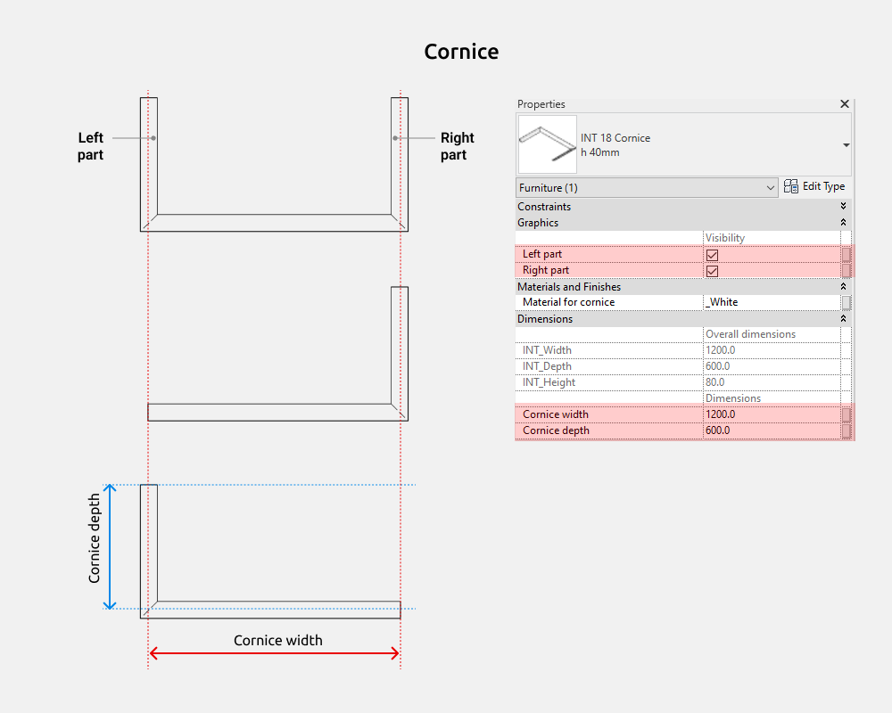 Storage Cabinets Revit Families — Cornice