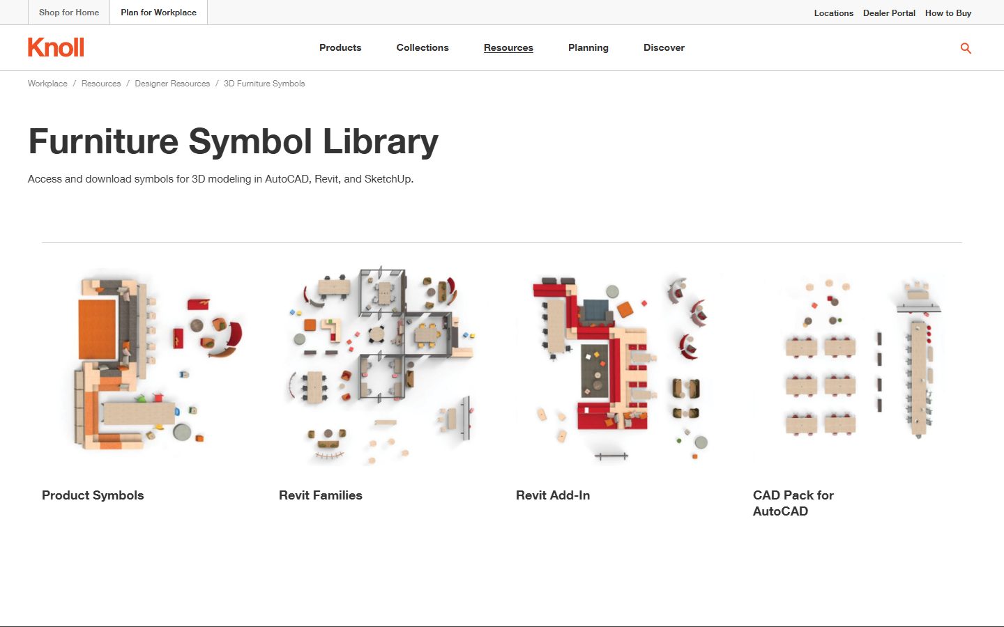 Knoll — Furniture Symbol Library in Revit, AutoCAD and SketchUp