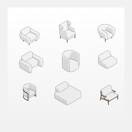 Armchairs Revit Families — set preview