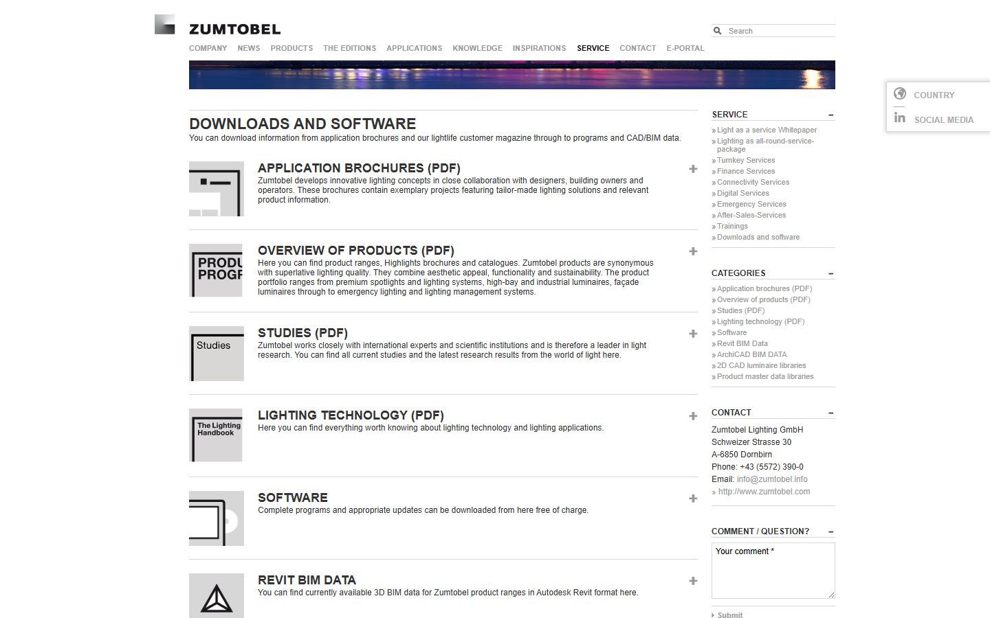 Zumtobel — Revit BIM data on the downloads and software page