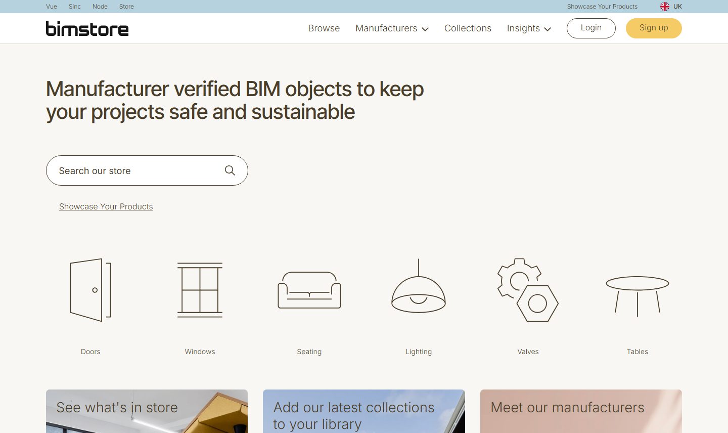 bimstore — objetos BIM verificados por fabricantes, biblioteca del Reino Unido