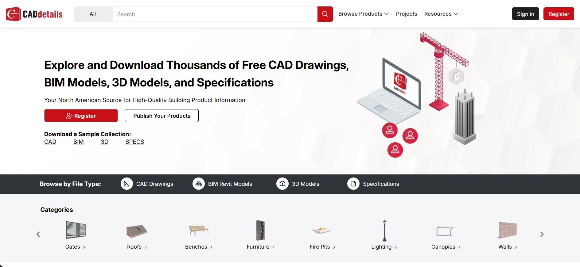 CADdetails — dibujos CAD gratis, modelos BIM y familias Revit
