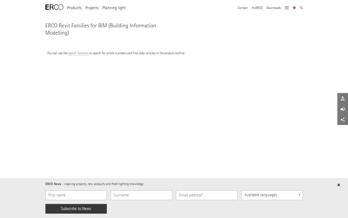 ERCO — familias Revit para iluminación arquitectónica
