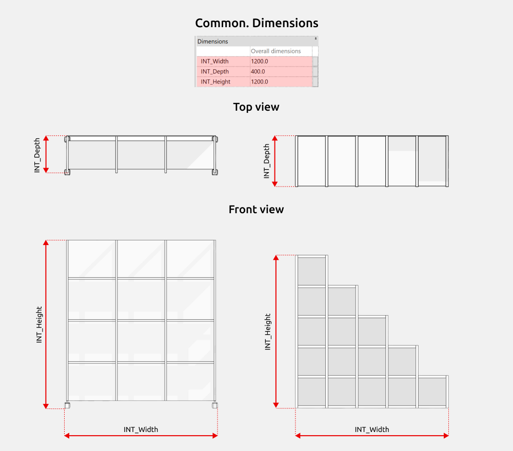 Shelving Revit Families — Common. Dimensions