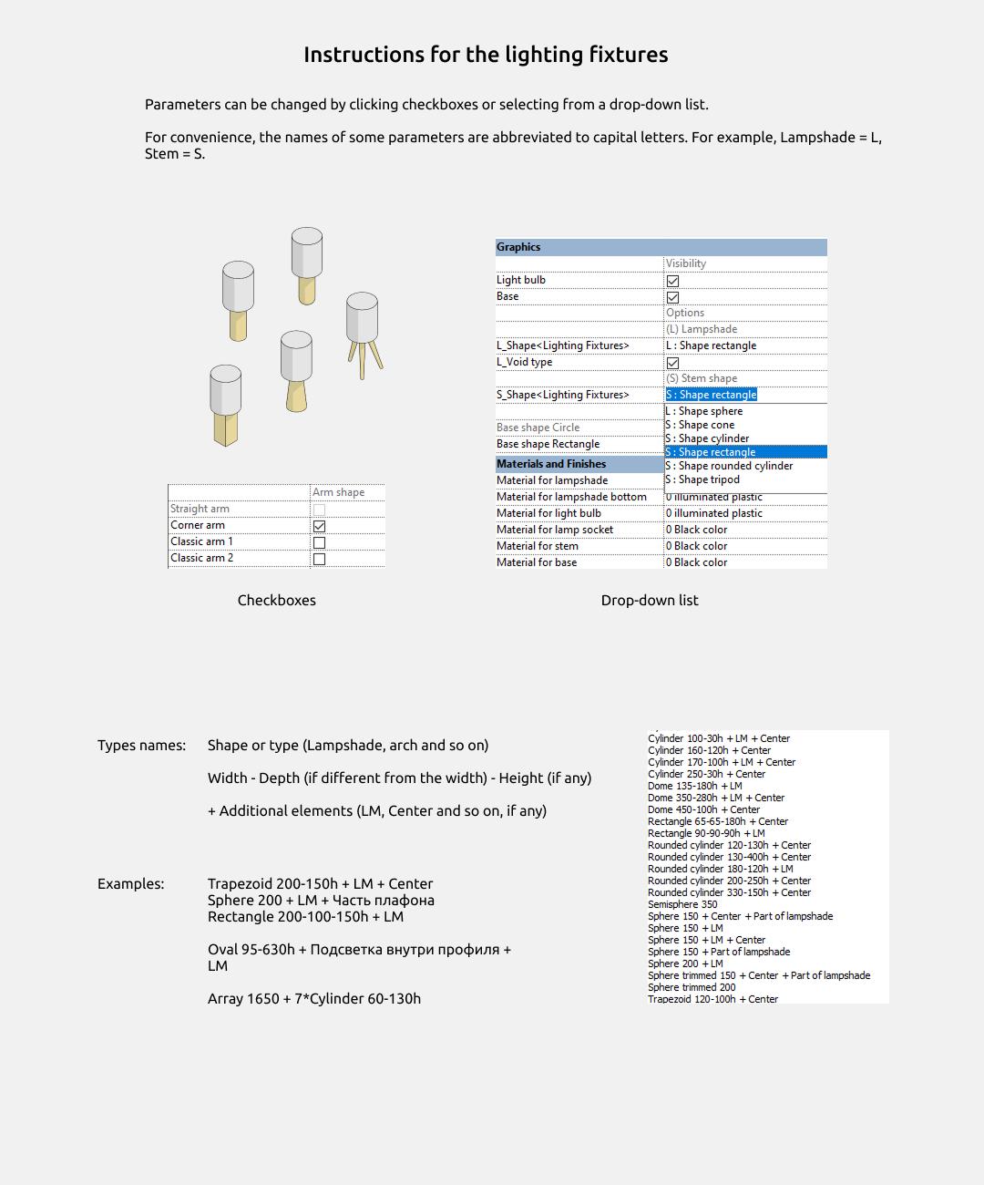 Familias de luminarias para Revit — Apartados y configuración de las familias
