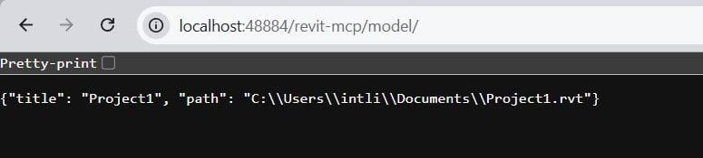 Respuesta de Revit en la dirección model, el nombre y la ruta del proyecto abierto