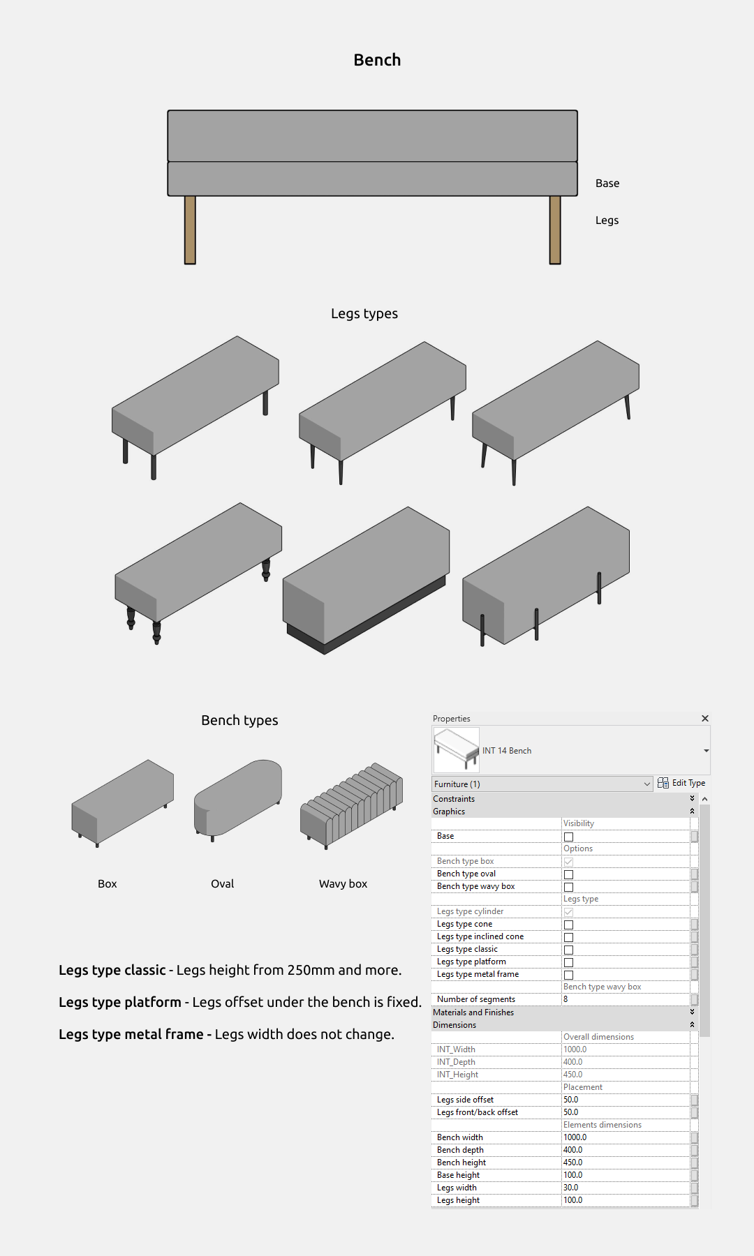 Beds Revit Families — Bench