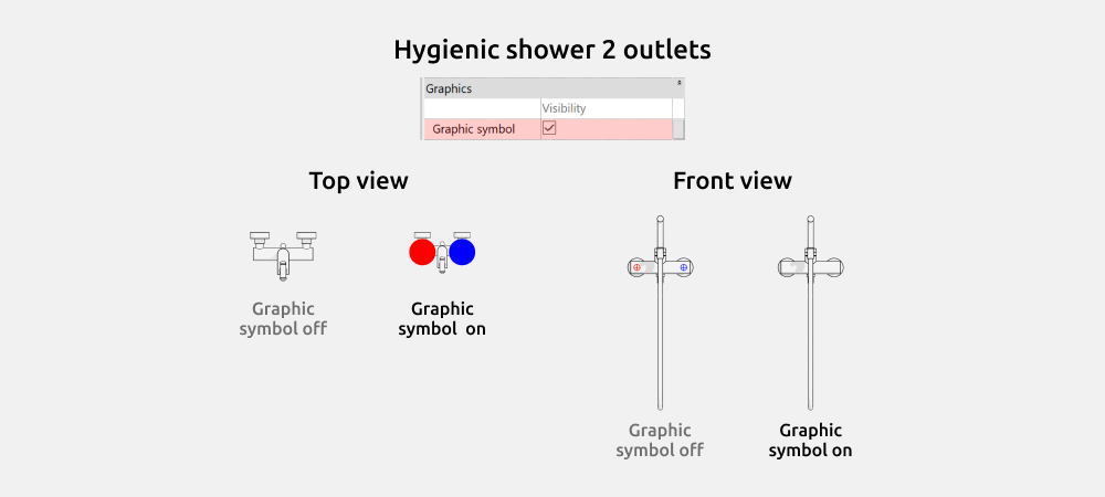 Bathroom Revit Families — Hygienic shower 2 outlets