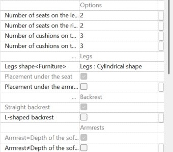 Sofas Revit Families — Options
