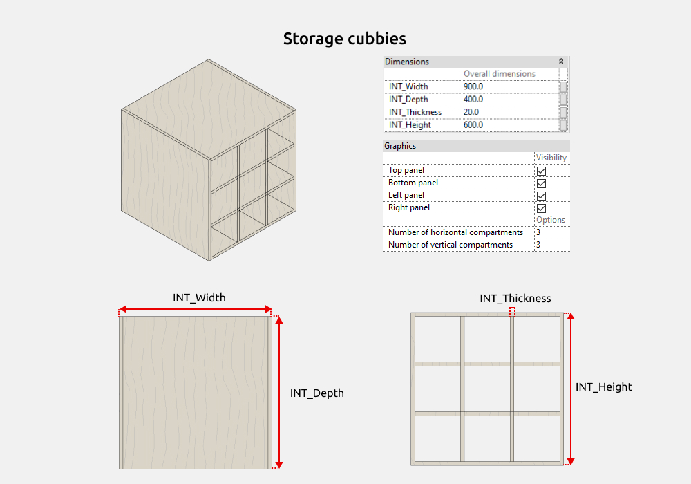 Wardrobe Revit Families — Dimensions, visibility and options