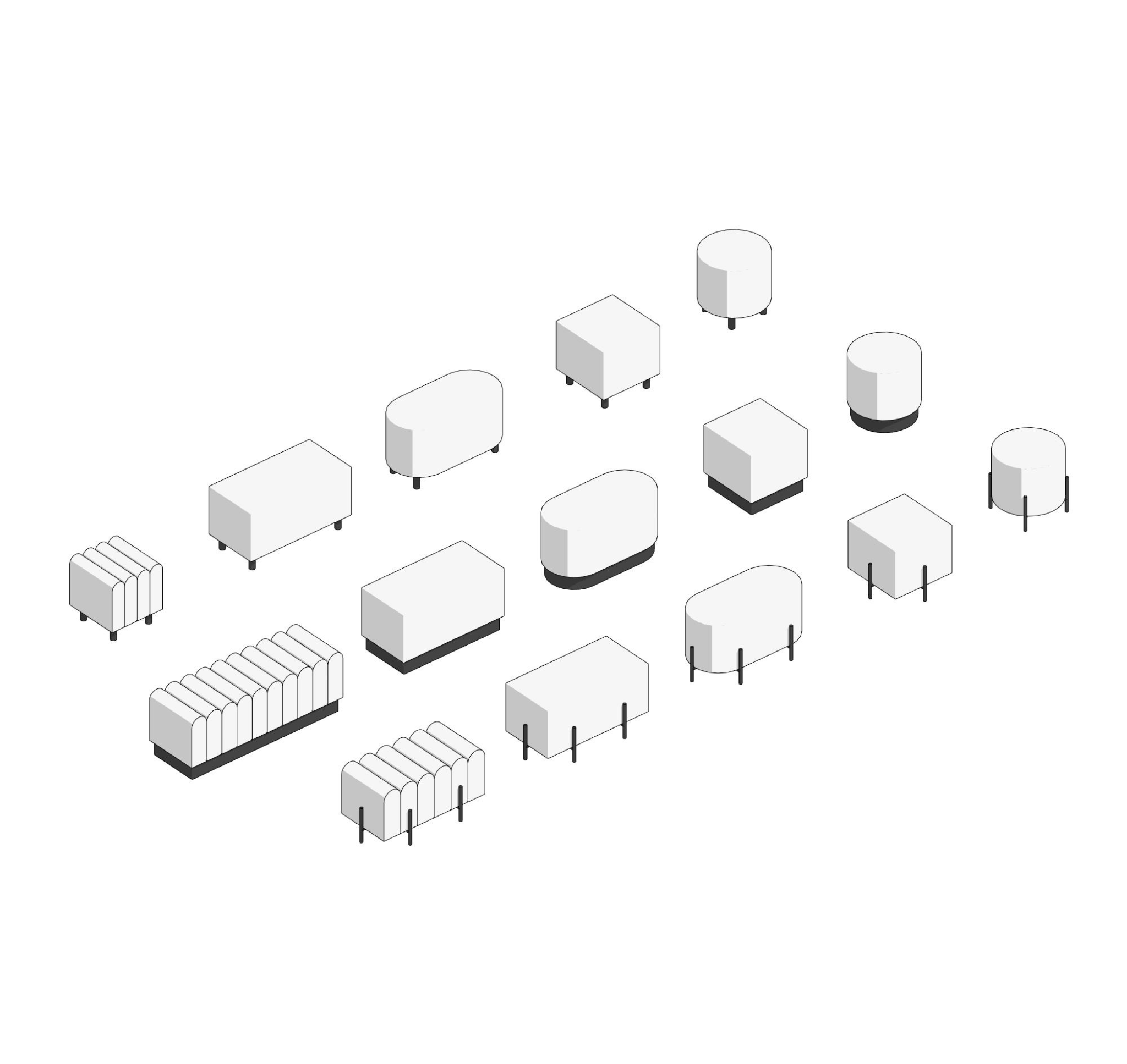 Sofas Revit Families — Ottoman
