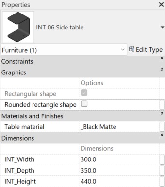 Modular Sofa Revit Families — Side table
