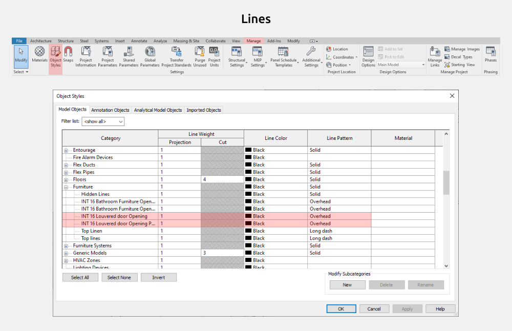 Bathroom Furniture Revit Families — Graphics Settings