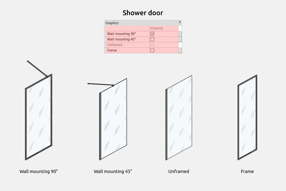 Bathroom Revit Families — Shower door