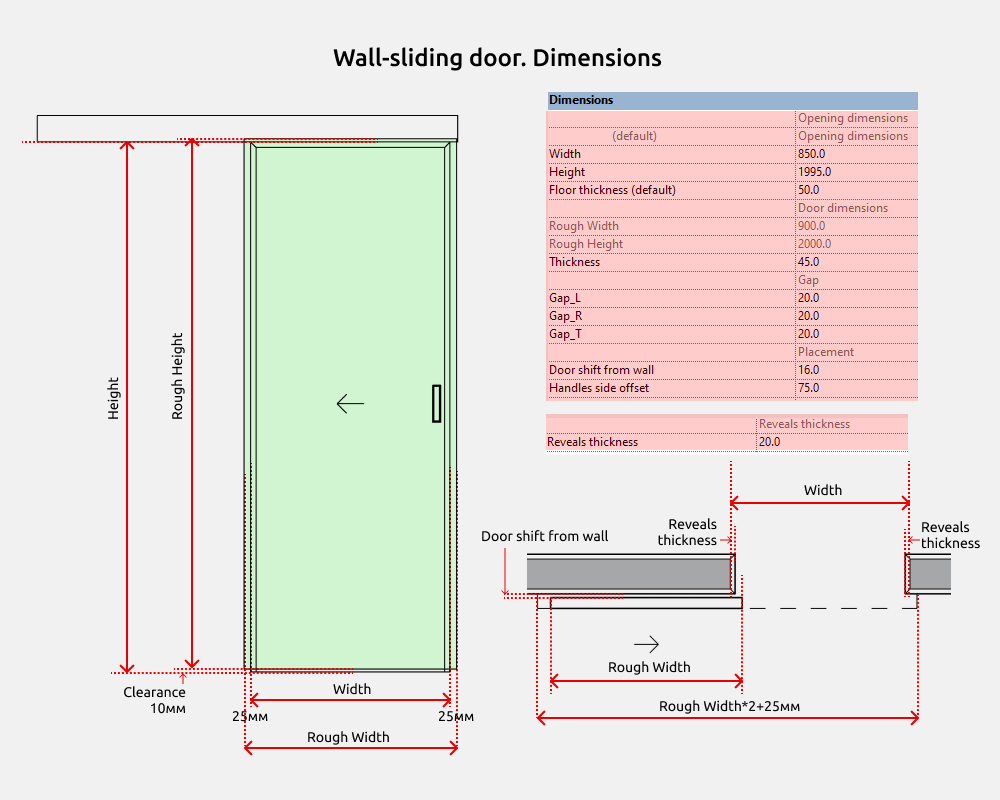 Doors Revit Families — Wall-sliding door