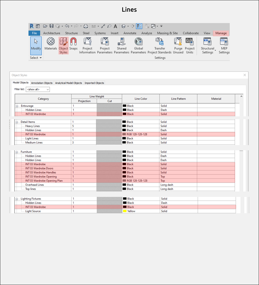 Wardrobe Revit Families — Graphics settings