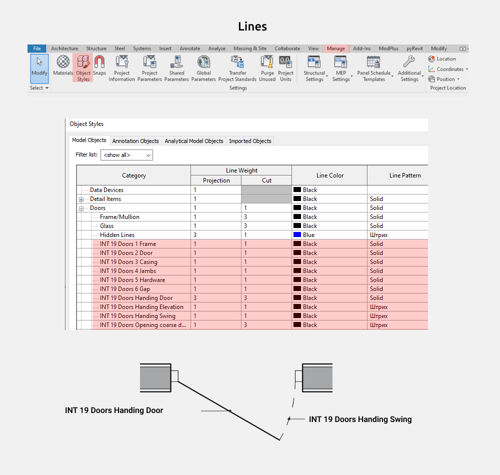 Doors Revit Families — Graphics settings