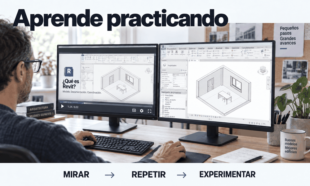 Aprendizaje de Revit en dos pantallas: mirar, repetir y experimentar