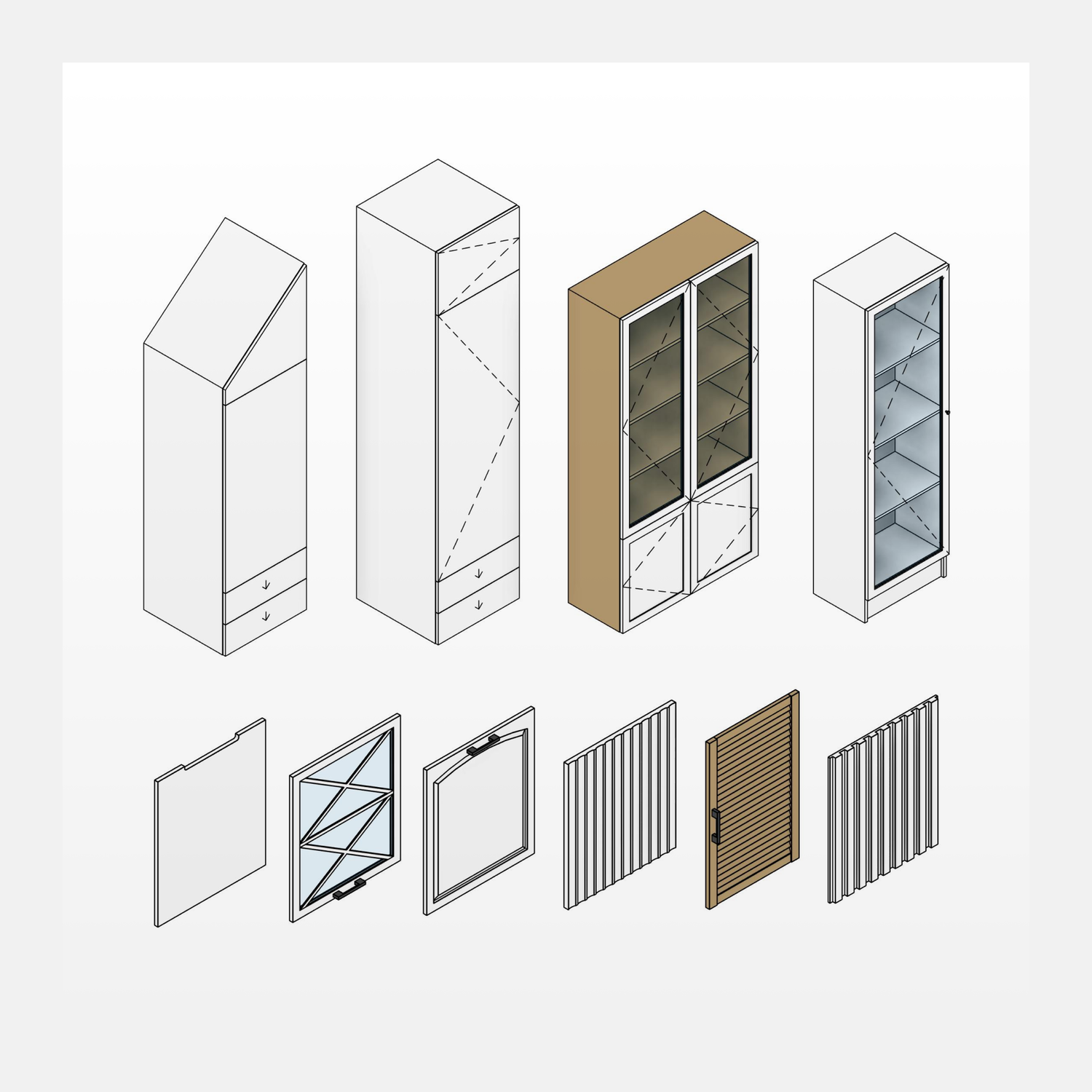 Storage Cabinets Revit Families — set preview