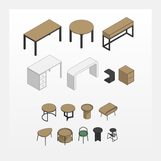 Vista previa del conjunto de mesas para Revit