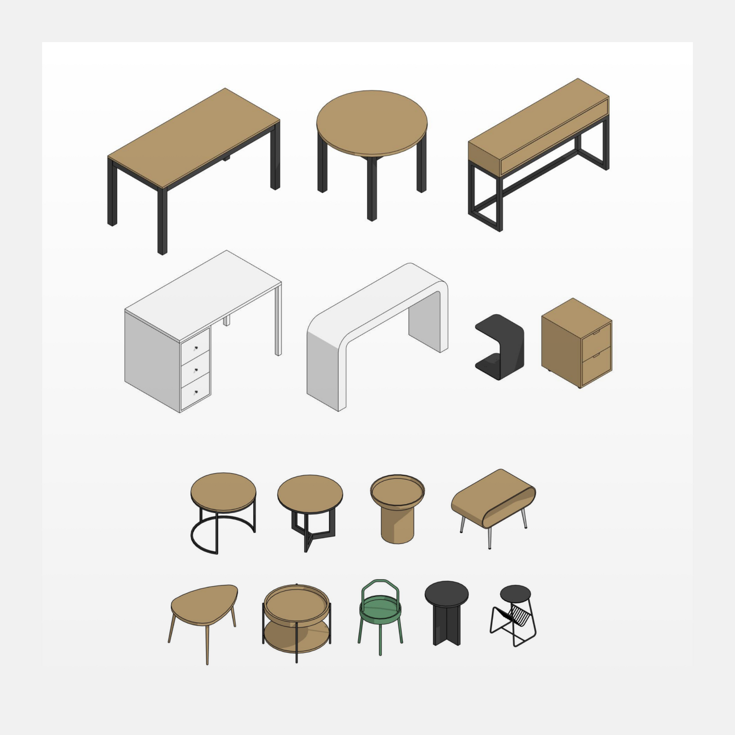 Tables Revit Families — set preview