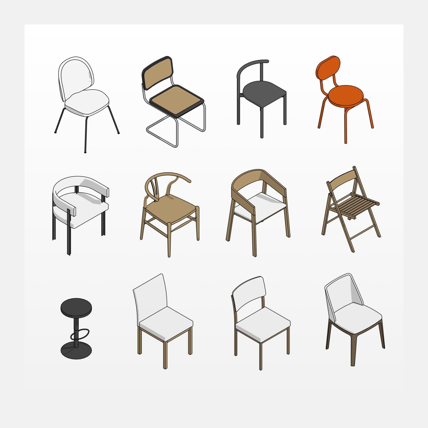 Chairs Revit Families — set preview