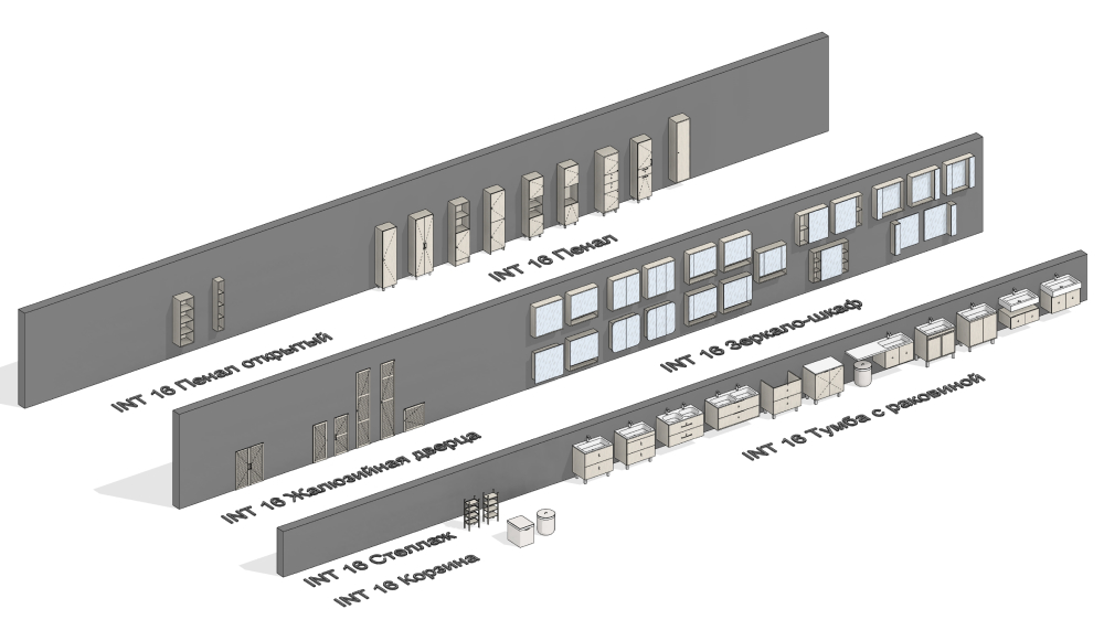 Мебель для ванной для Revit — СОСТАВ НАБОРА