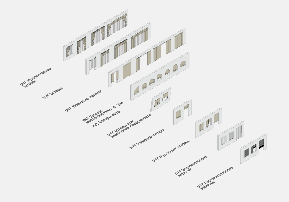 Шторы и жалюзи для Revit — СОСТАВ НАБОРА