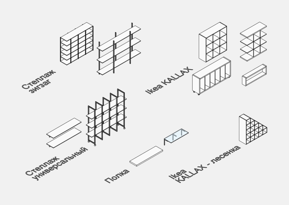 Стеллажи для Revit — СОСТАВ НАБОРА