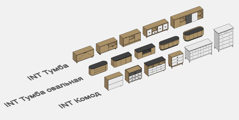 Тумбы и комоды для Revit — СОСТАВ НАБОРА