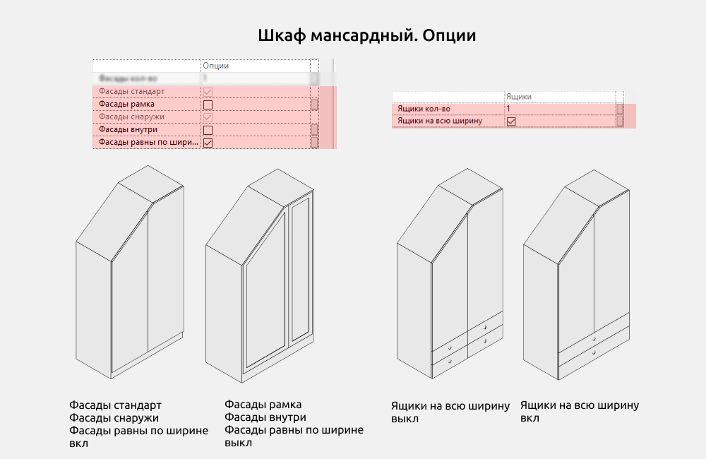 Шкафы для Revit — Опции