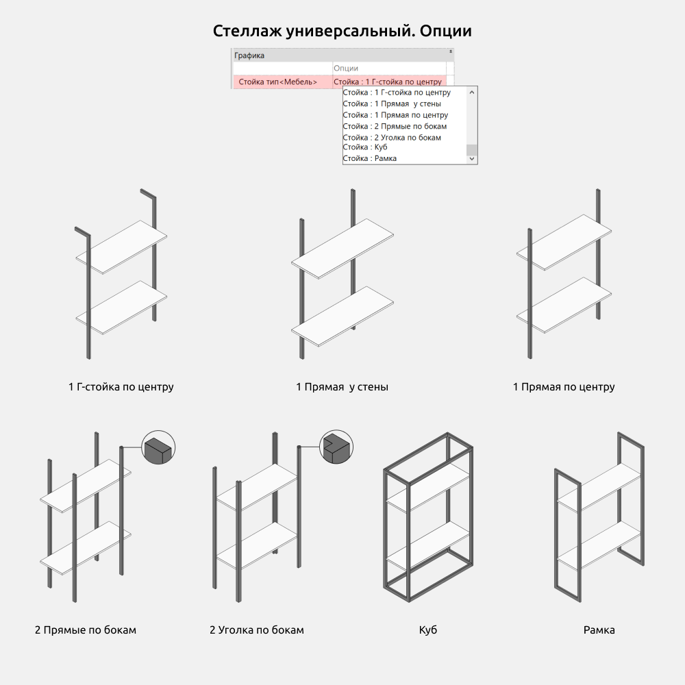 Стеллажи для Revit — Опции