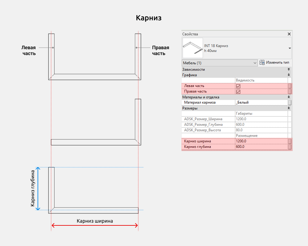 Шкафы для Revit — Карниз