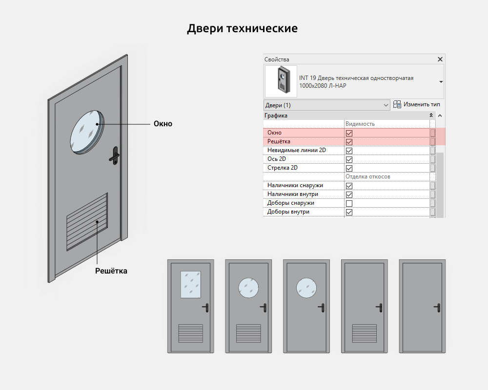 Двери для Revit — Двери входные и технические