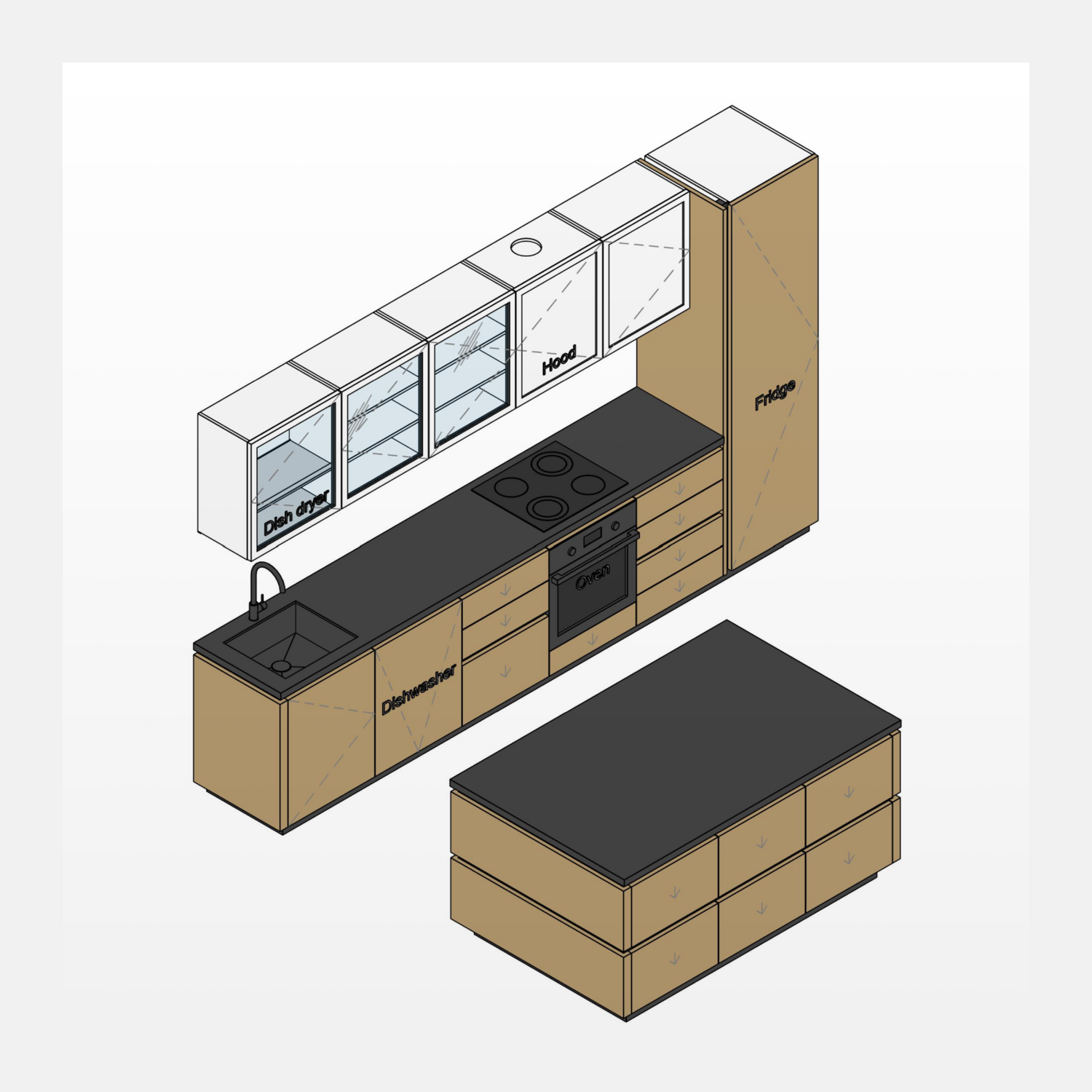 Кухни для Revit — превью набора